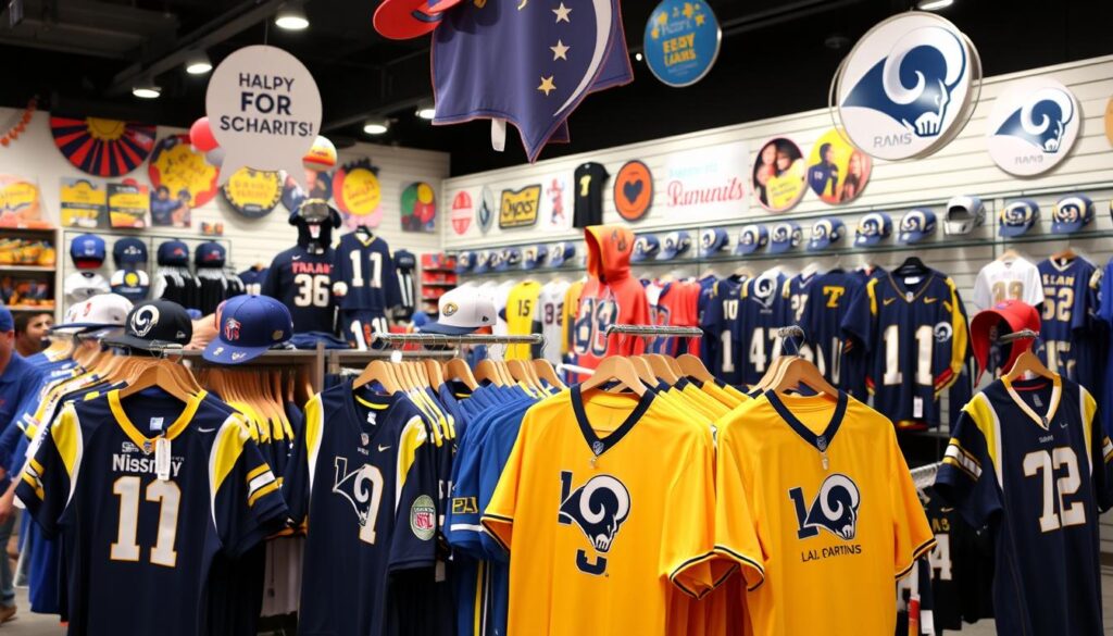 charity merchandise in LA Rams store